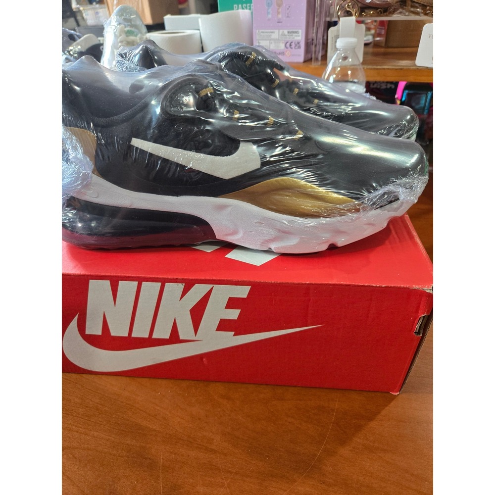 Nike Air Max 270 React GS Anthracite Black Gold BQ0103-005 Size 7Y